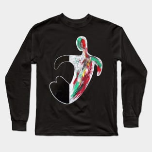 Abstract Anatomy Naked Body Colorful Ink Painting Strokes Long Sleeve T-Shirt